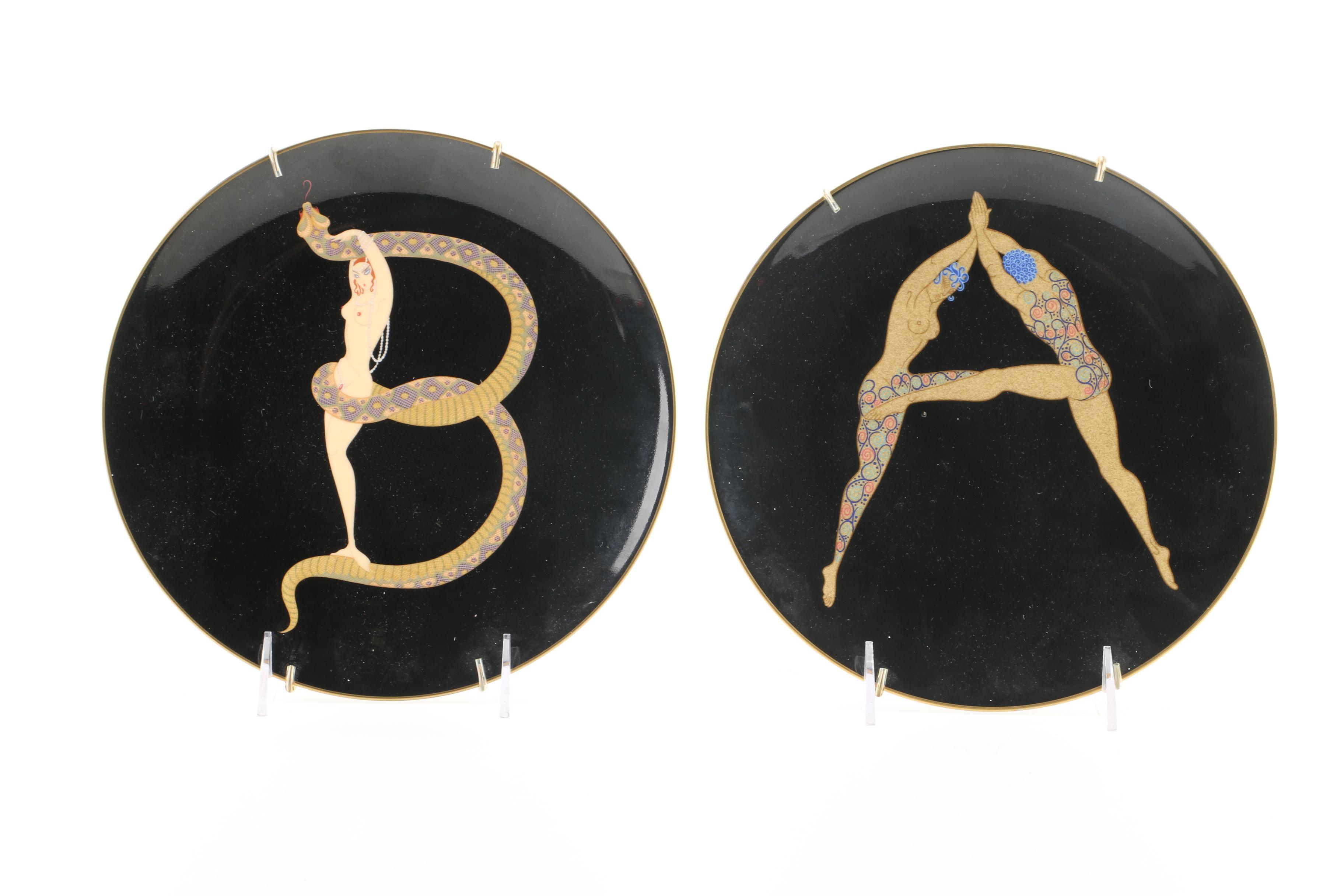 Pair of Erte Decorative Plates