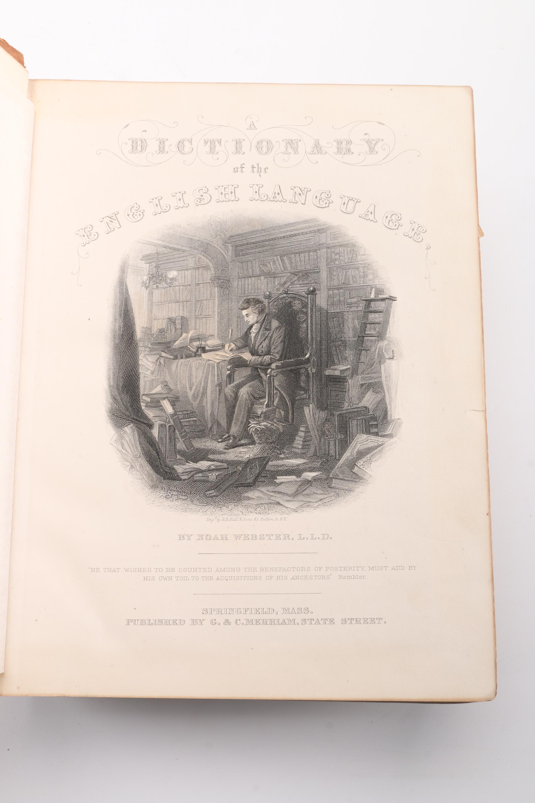 1874 " Webster's Dictionary Unabridged New Illustrated Edition"