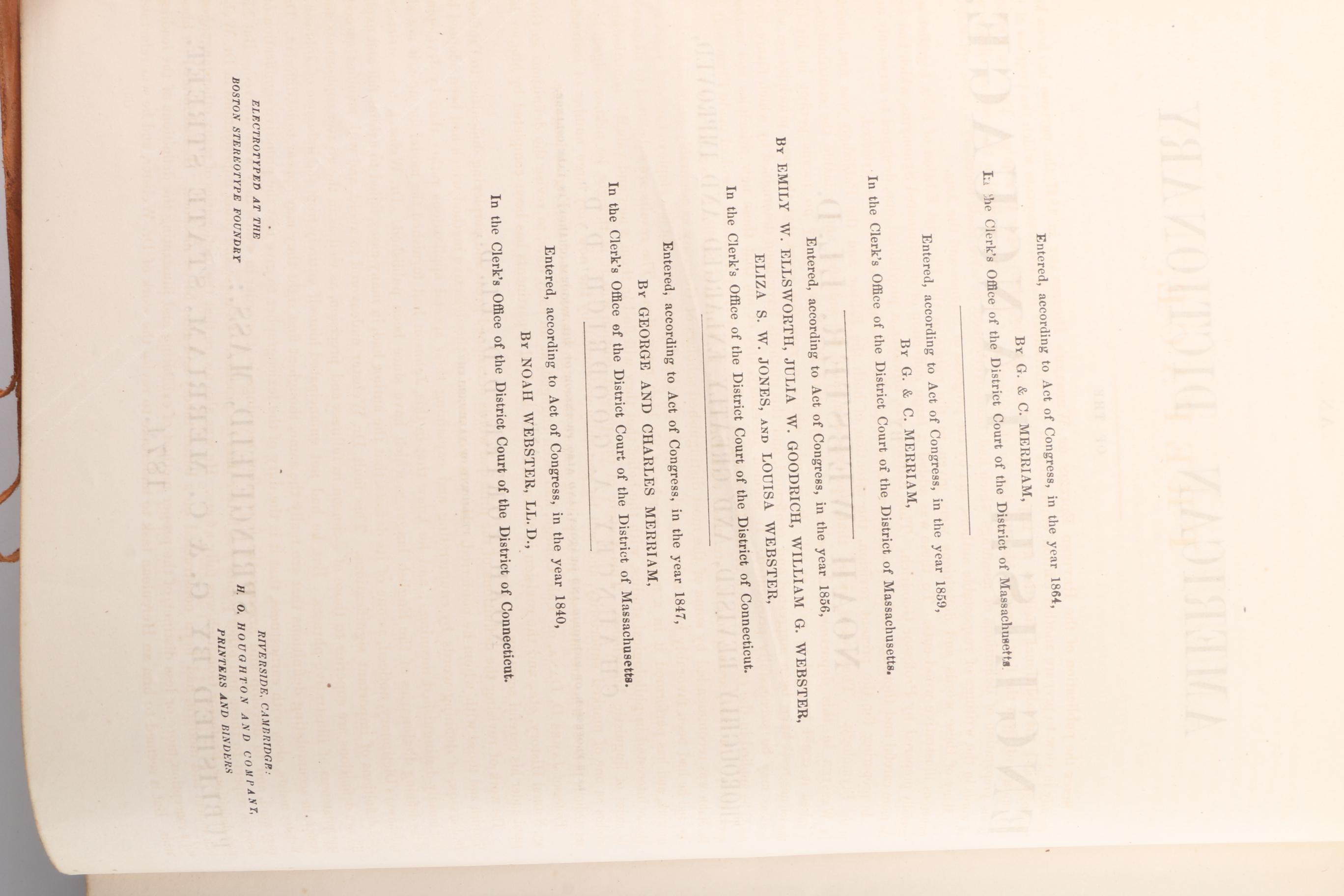 1874 " Webster's Dictionary Unabridged New Illustrated Edition"