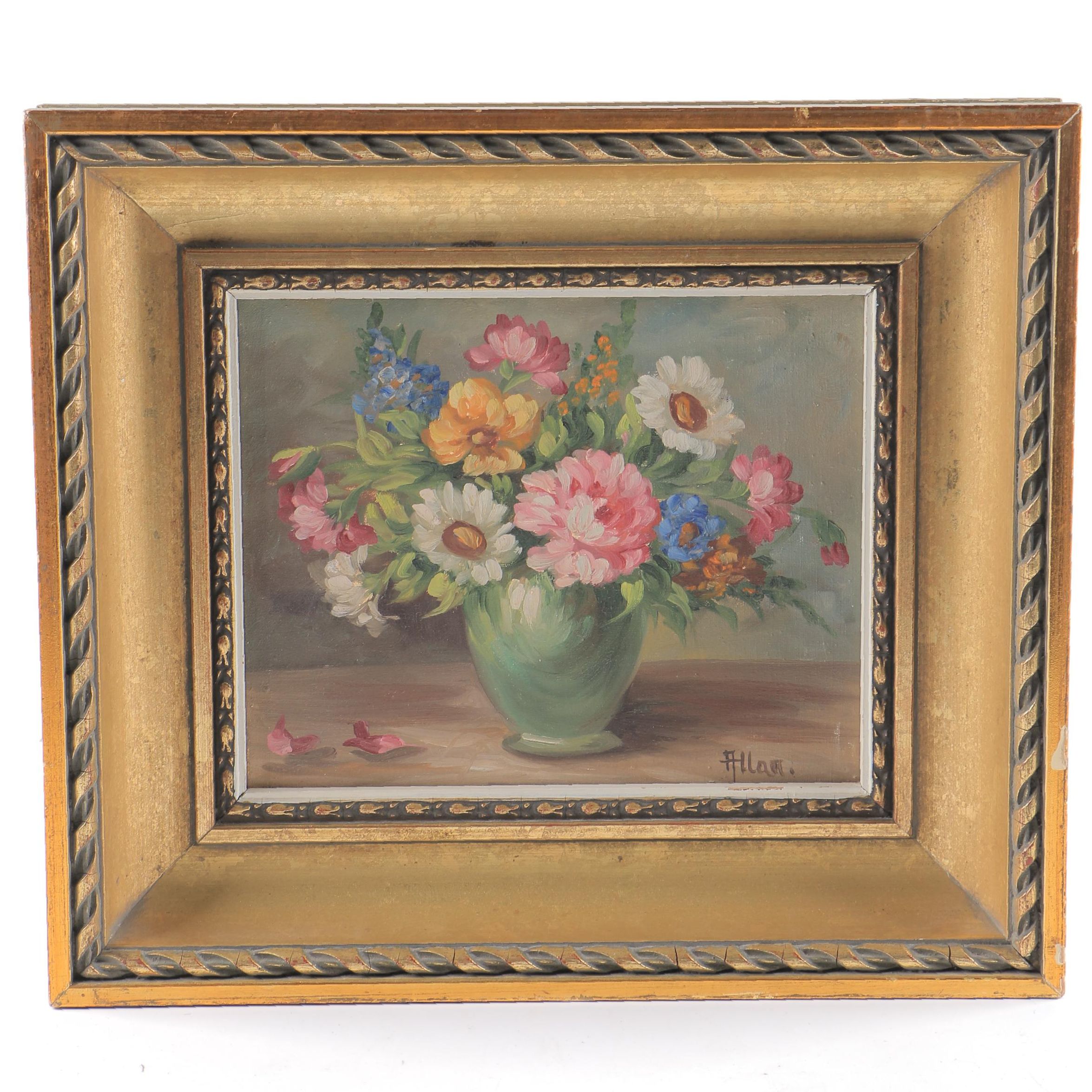 Allan Oil Painting on Canvas of Floral Arrangement