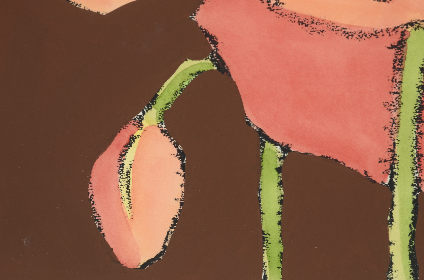 Decorative Mixed Media Serigraph Print of Poppy