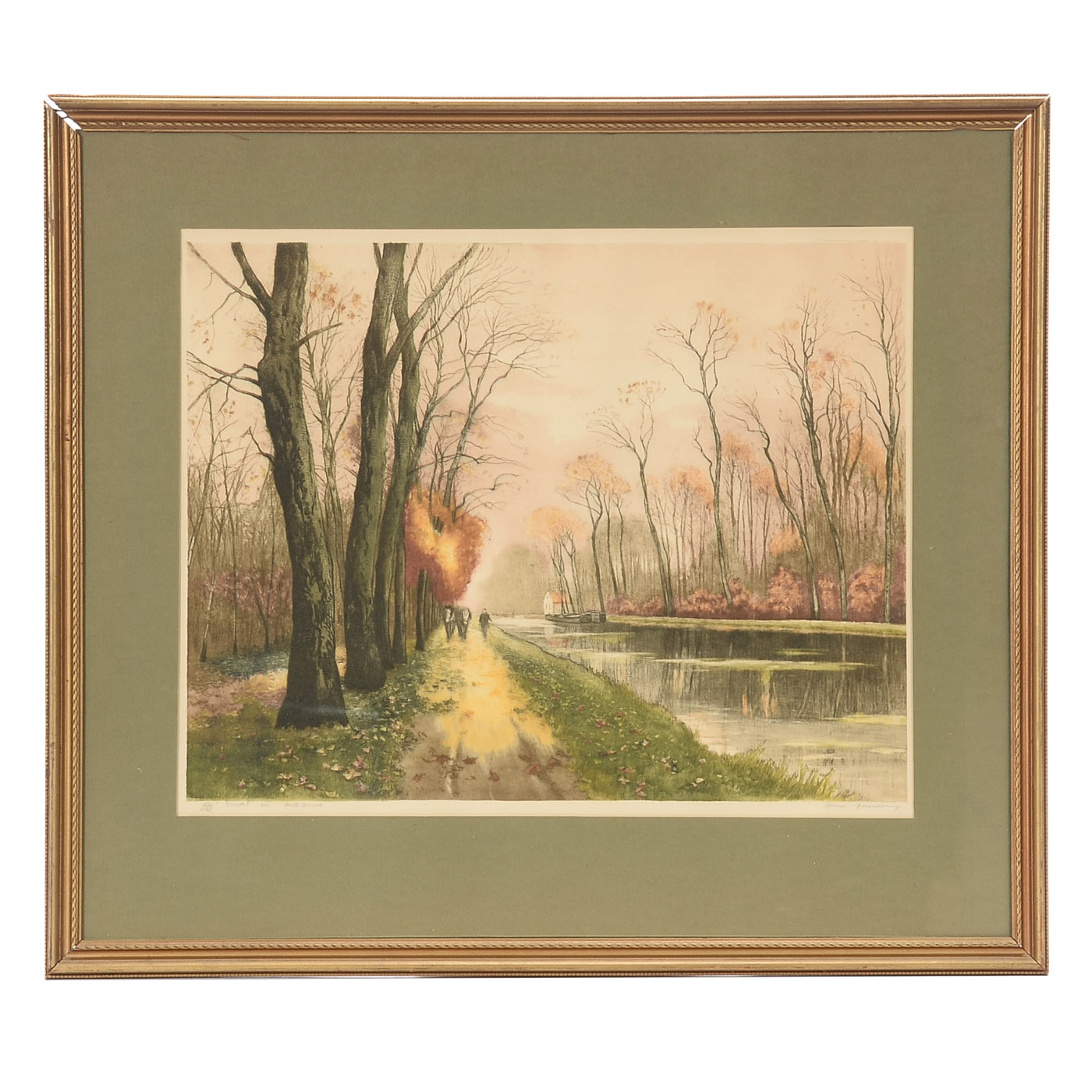 Signed Open Edition Aquatint Etching with A la Poupée Coloring