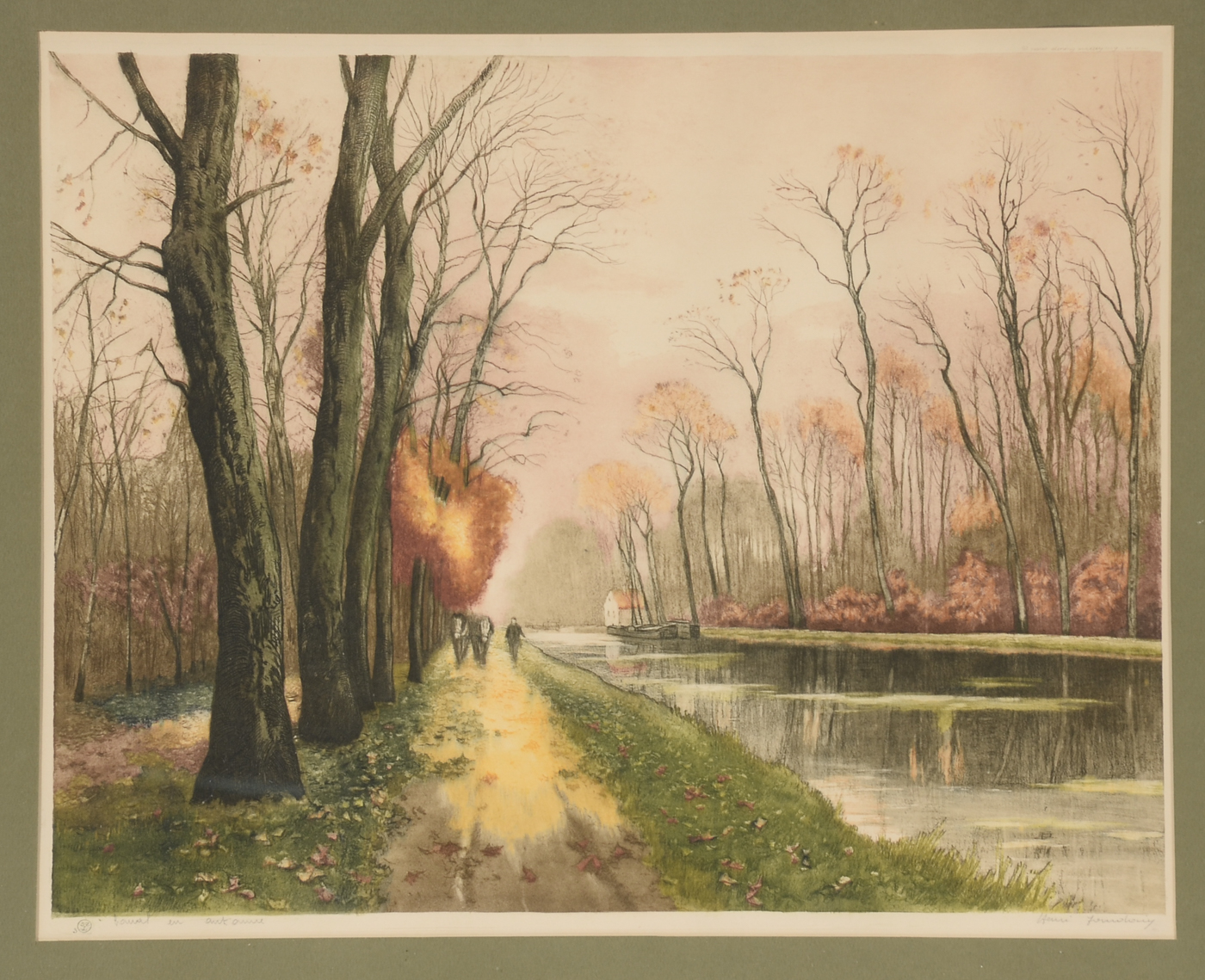 Signed Open Edition Aquatint Etching with A la Poupée Coloring