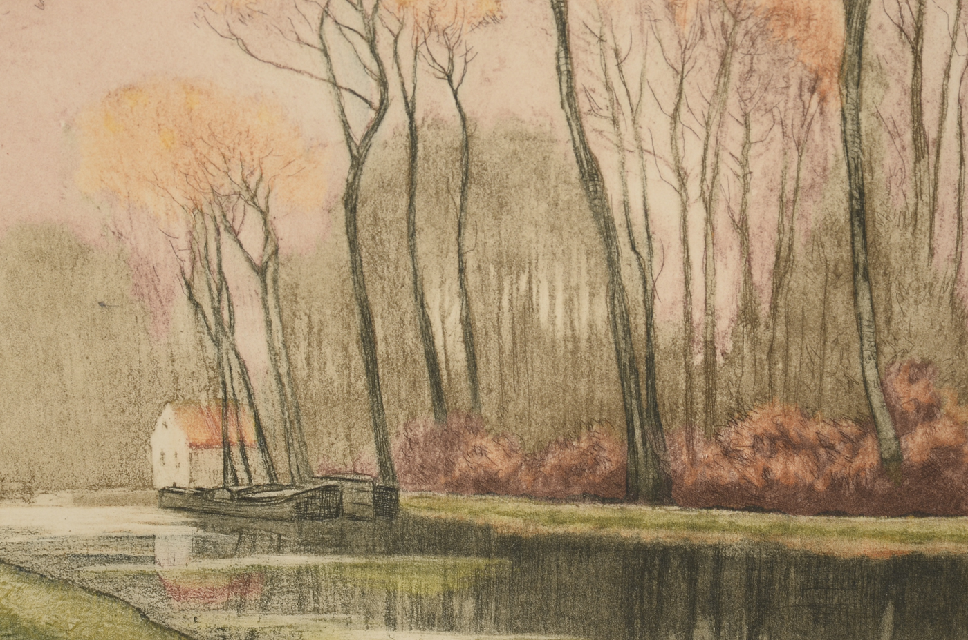 Signed Open Edition Aquatint Etching with A la Poupée Coloring