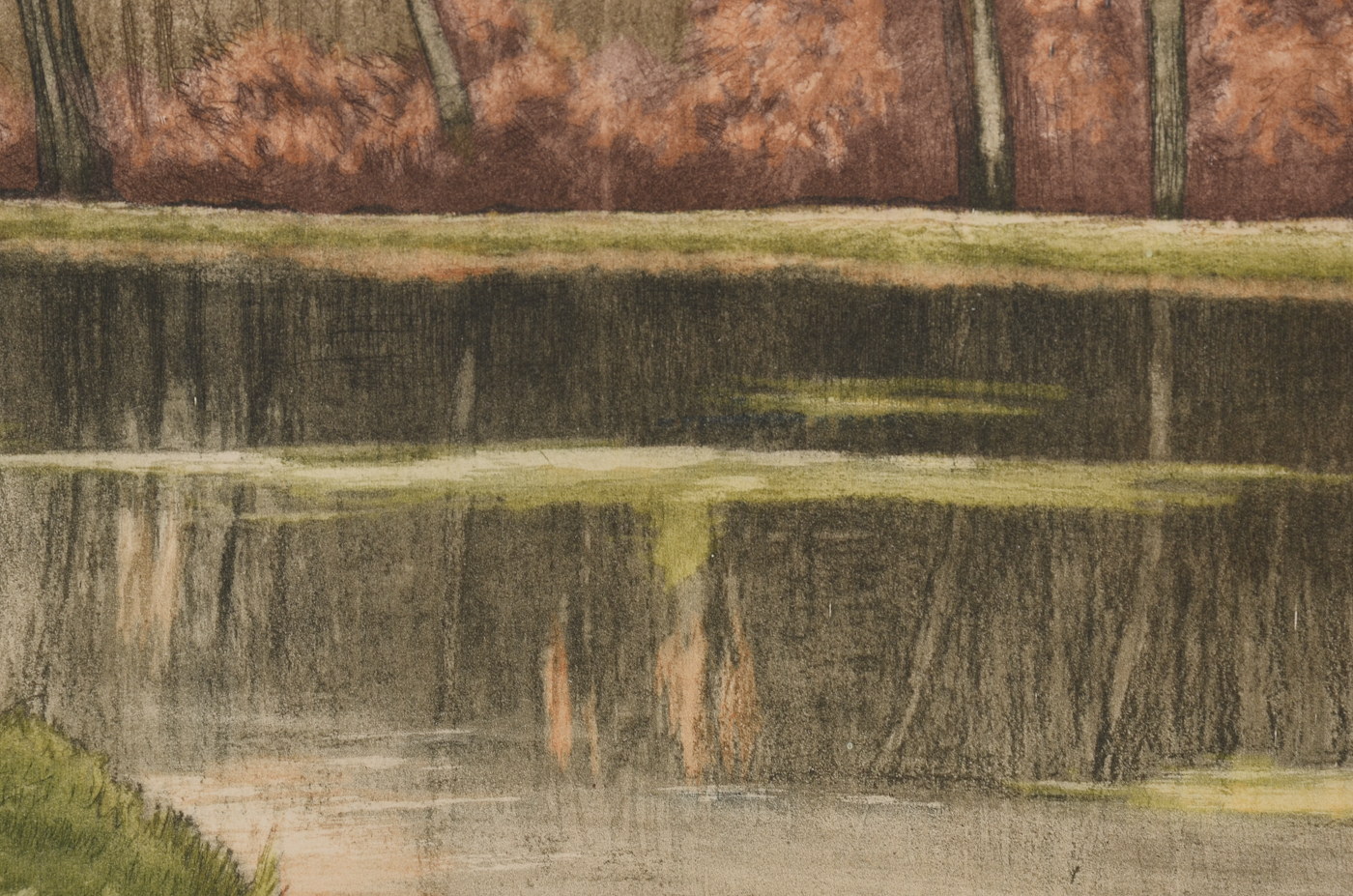 Signed Open Edition Aquatint Etching with A la Poupée Coloring