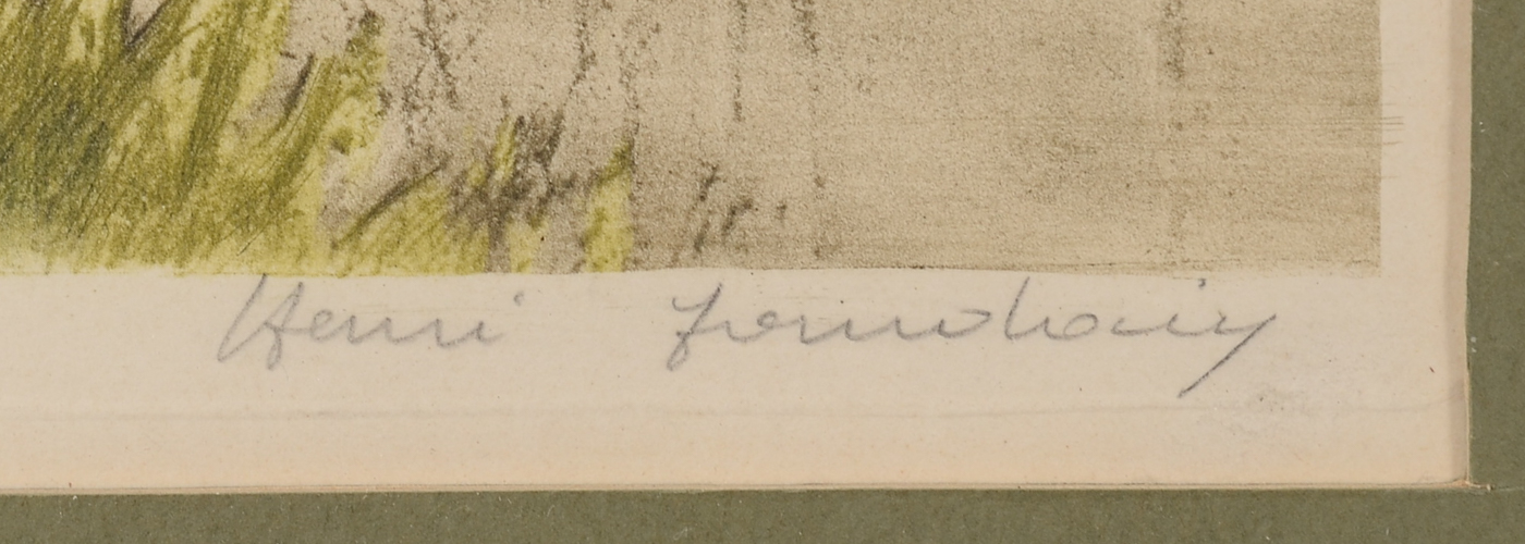 Signed Open Edition Aquatint Etching with A la Poupée Coloring