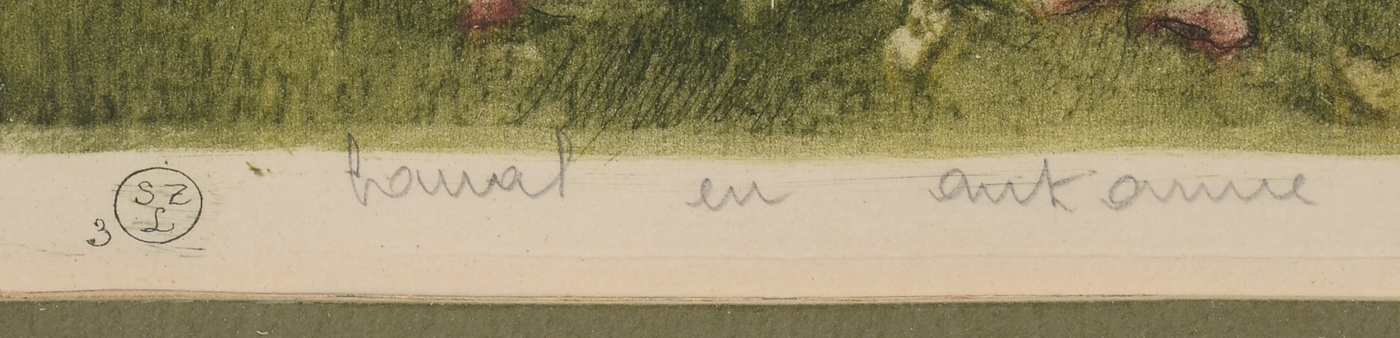 Signed Open Edition Aquatint Etching with A la Poupée Coloring