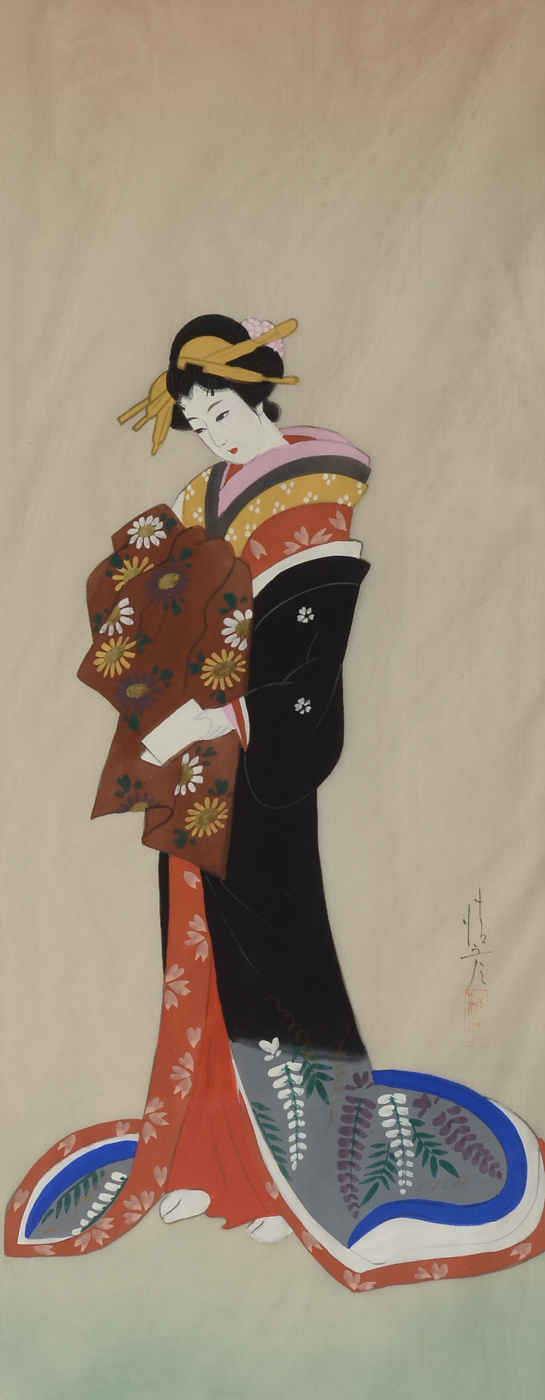Original Japanese Gouache Painting on Silk