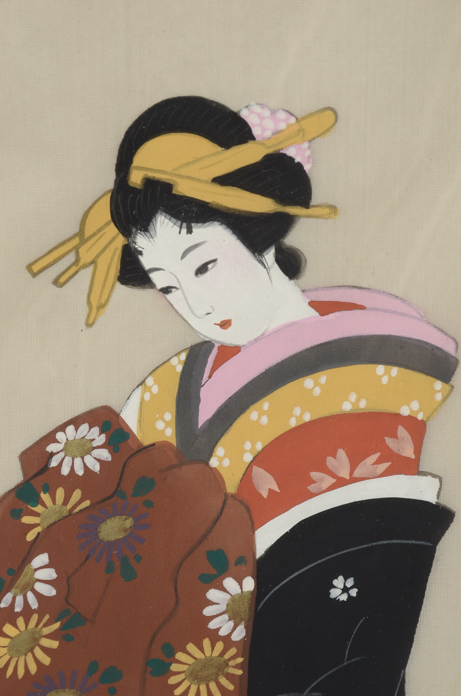 Original Japanese Gouache Painting on Silk