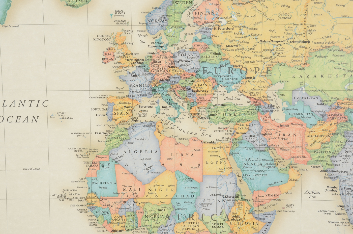 Rand McNally Offset Lithograph World Map on Metal