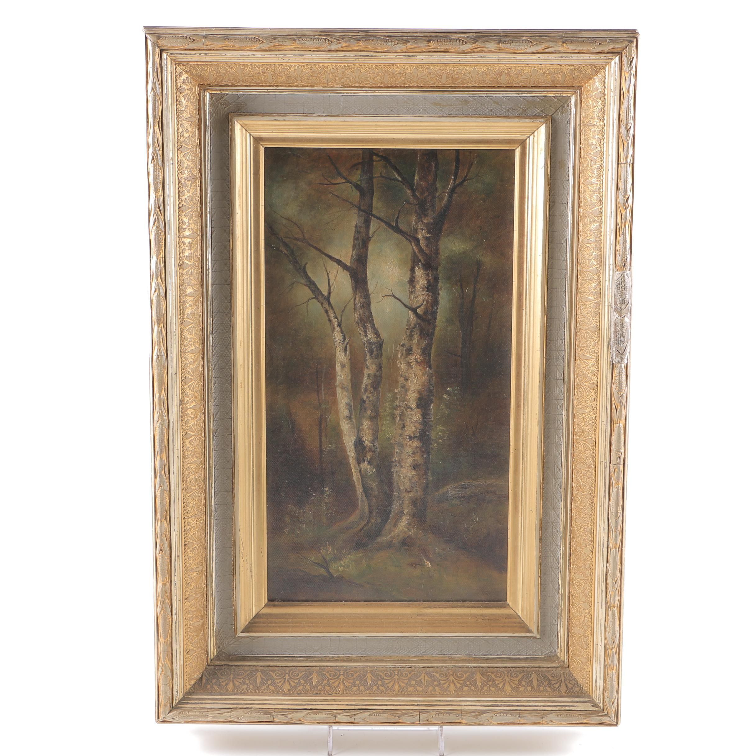 Original Oil on Canvas Painting of Woodland Scene