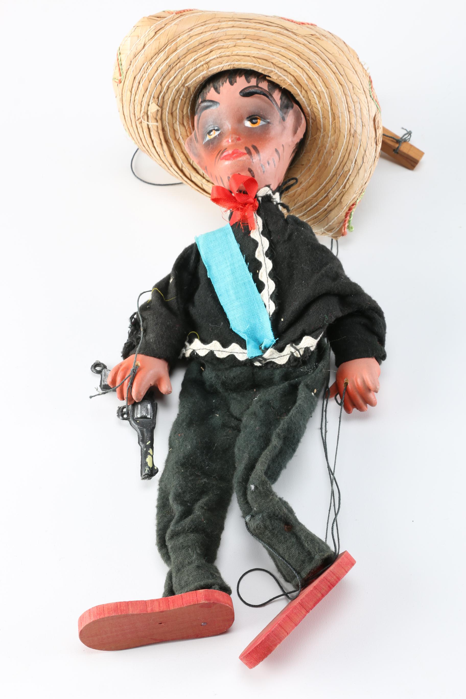 Collection of Vintage Mexican Marionette Puppets