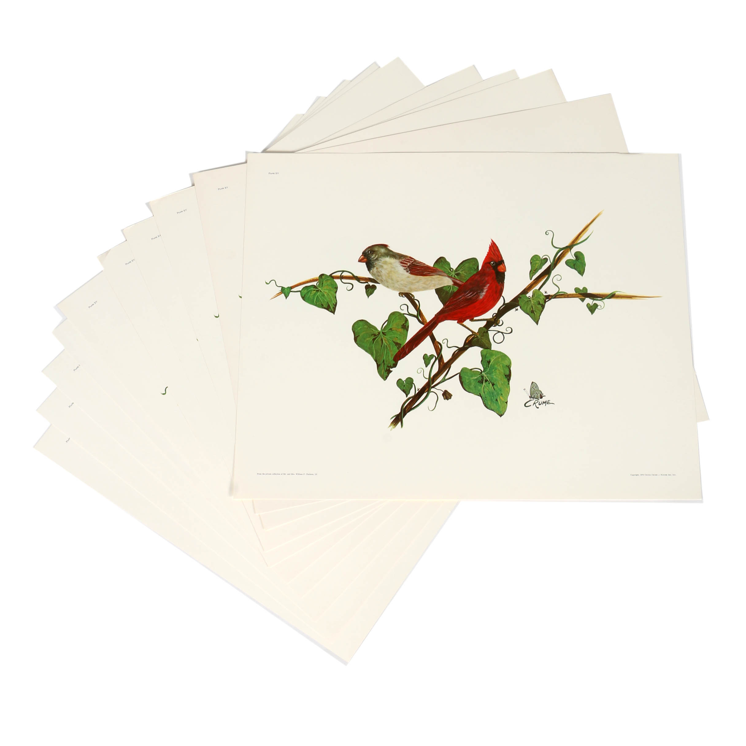 After Charles T. Crume Offset Lithographs of Cardinals