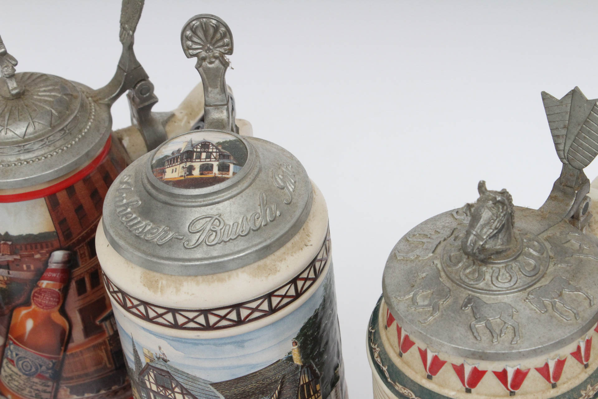 Collection of Lidded Budweiser Beer Steins