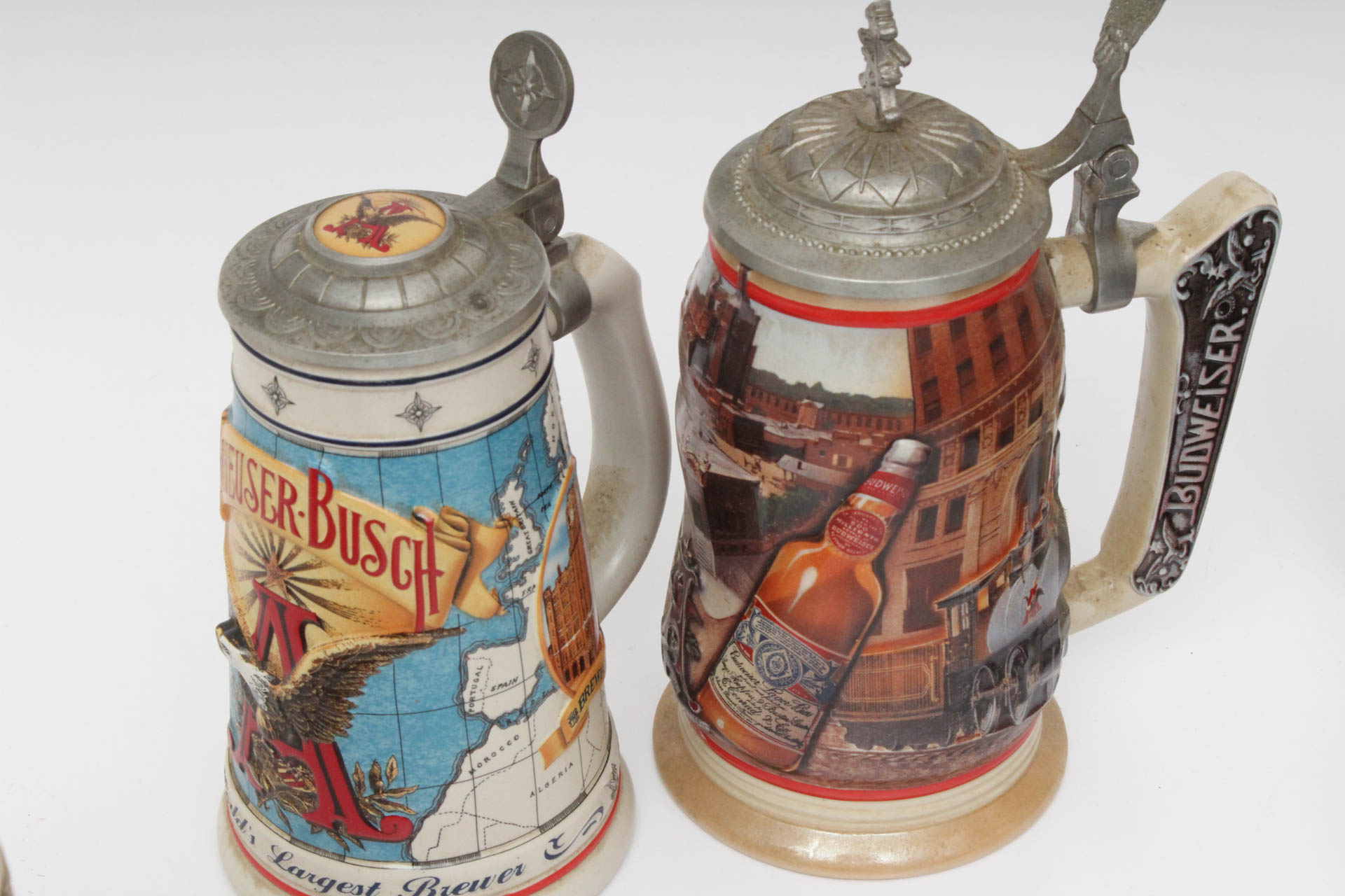 Collection of Lidded Budweiser Beer Steins