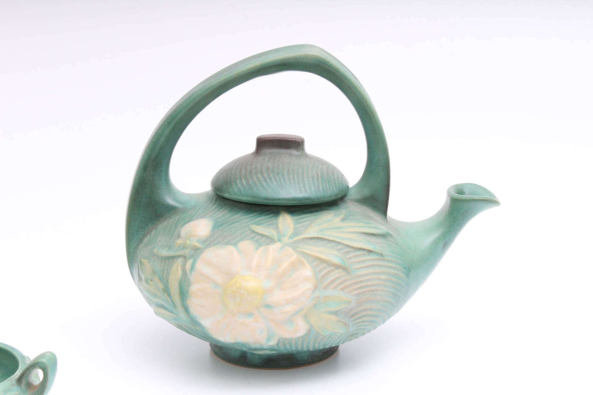 Roseville Pottery "Peony" Three Piece Tea Set