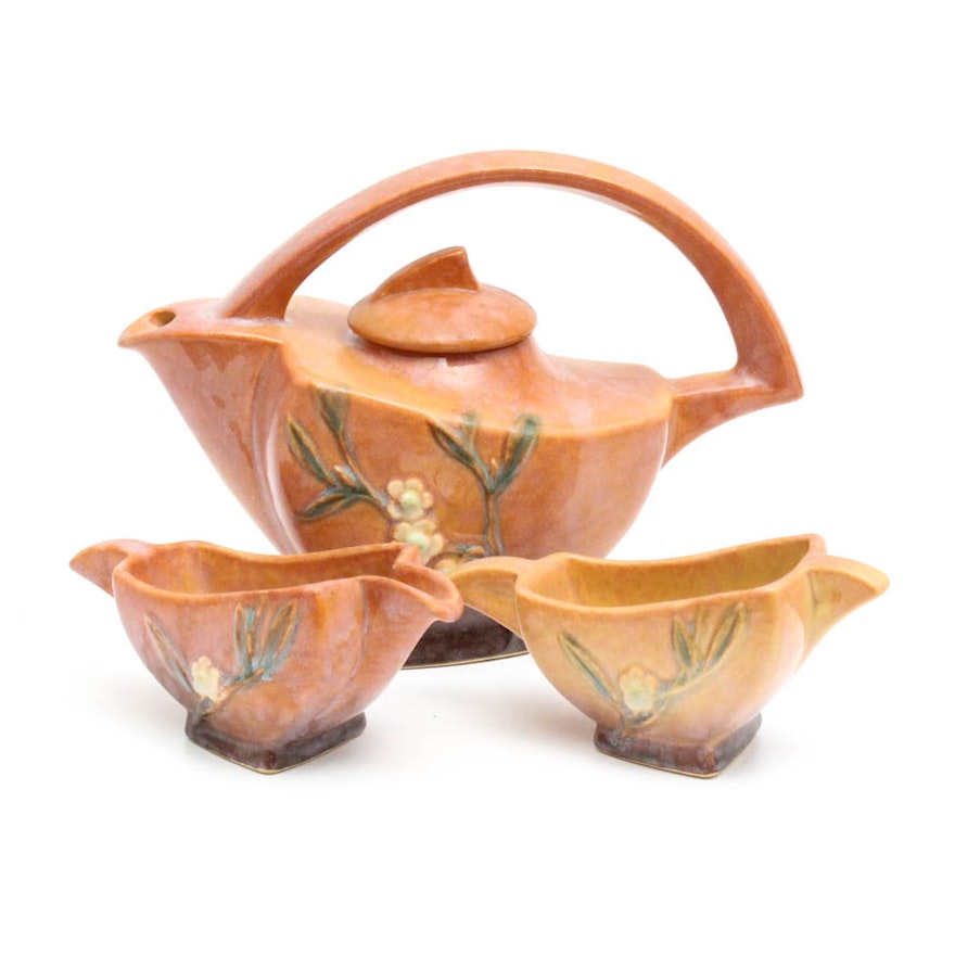 Roseville Pottery "Wincraft" Three Piece Tea Set