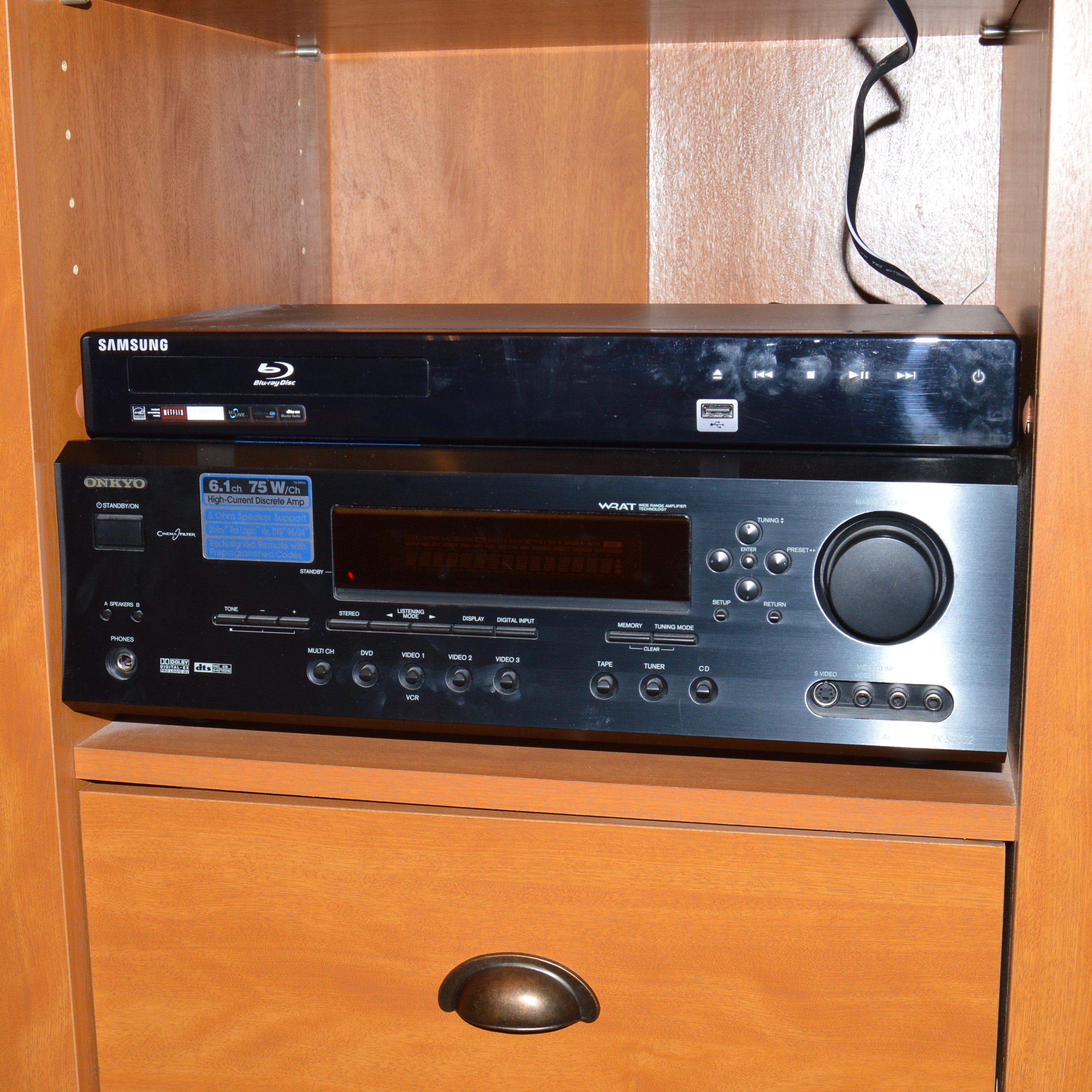 Onkyo Audio Video Control Receiver and Samsung Blu-ray Player