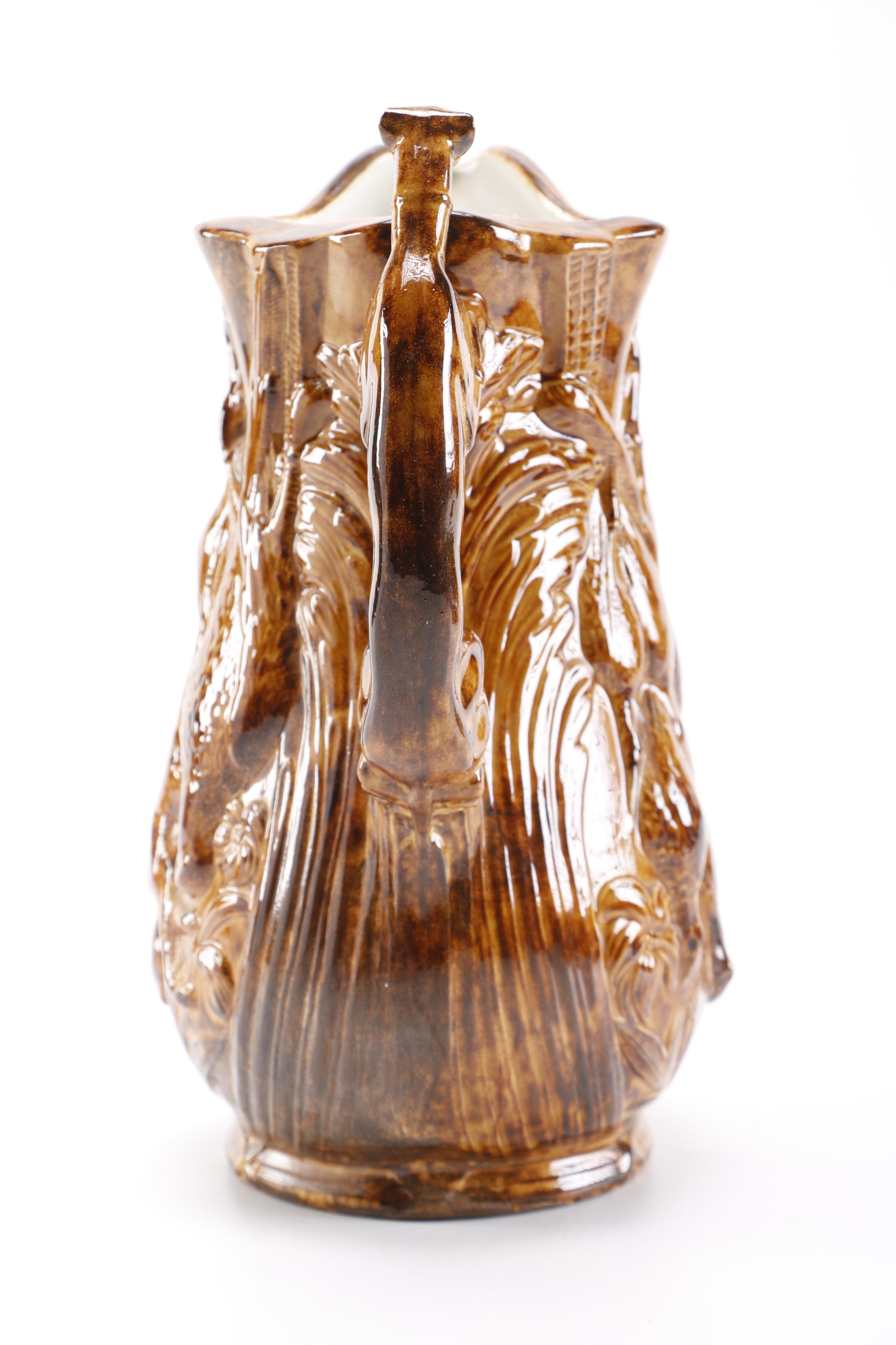 Bennington Rockingham Style Earthenware Hunting Pitcher