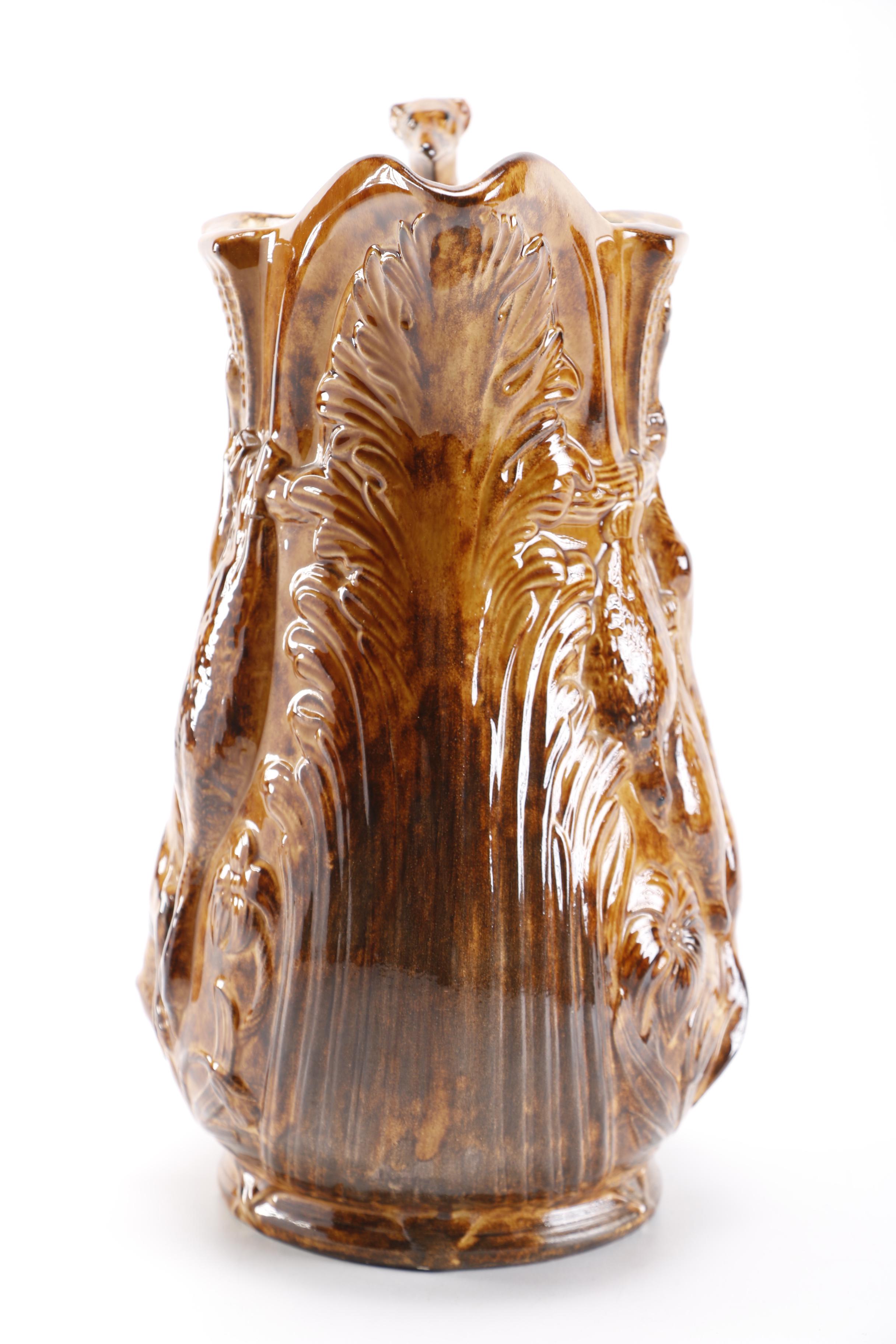 Bennington Rockingham Style Earthenware Hunting Pitcher