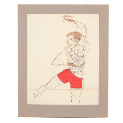 Original Raymond Pastel and Watercolor Drawing "The Red Shorts" Original Raymond Pastel and Watercolor Drawing "The Red Shorts"