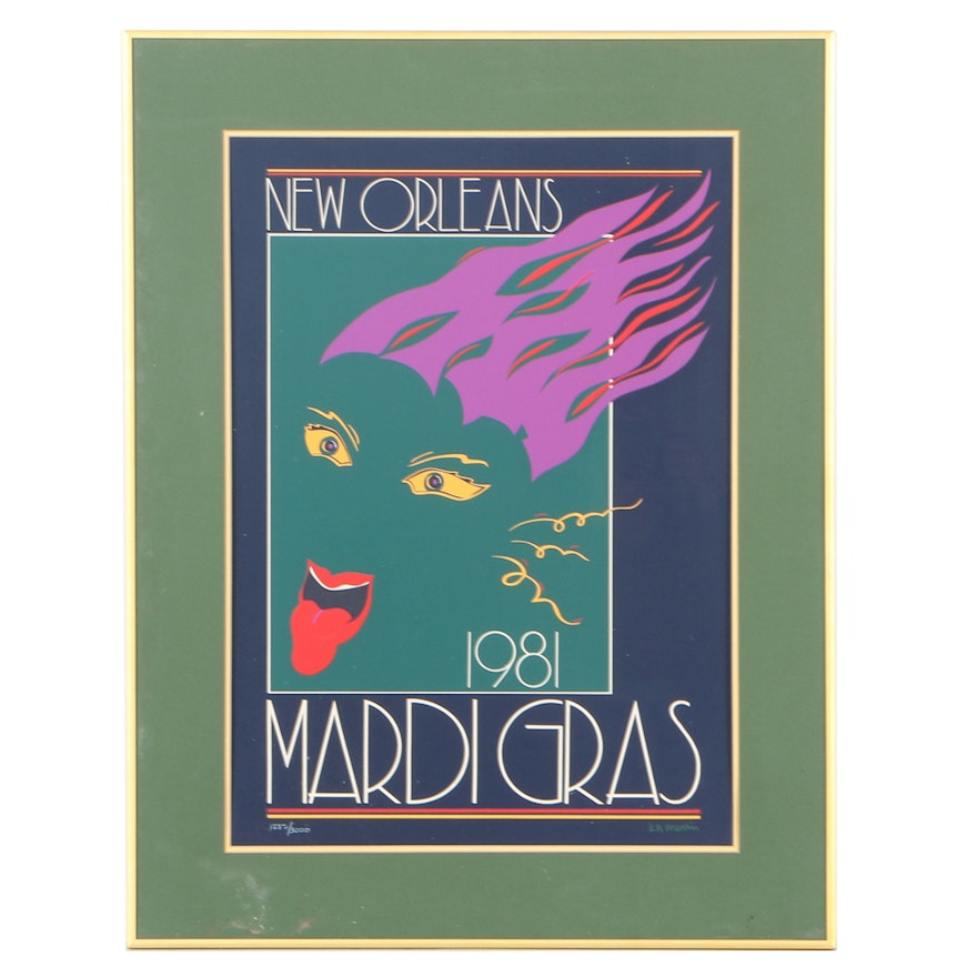 K.N. Martin Limited Edition Serigraph on Paper "New Orleans, Mardi Gras 1981"