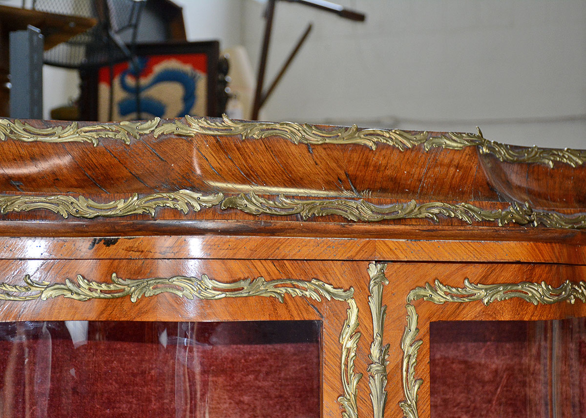 Vintage Louis XV Style Mahogany and Ormolu Curio Cabinet