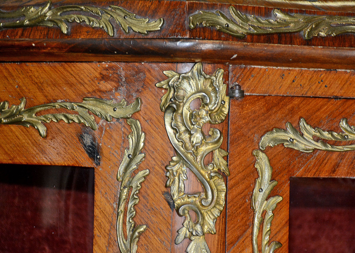 Vintage Louis XV Style Mahogany and Ormolu Curio Cabinet