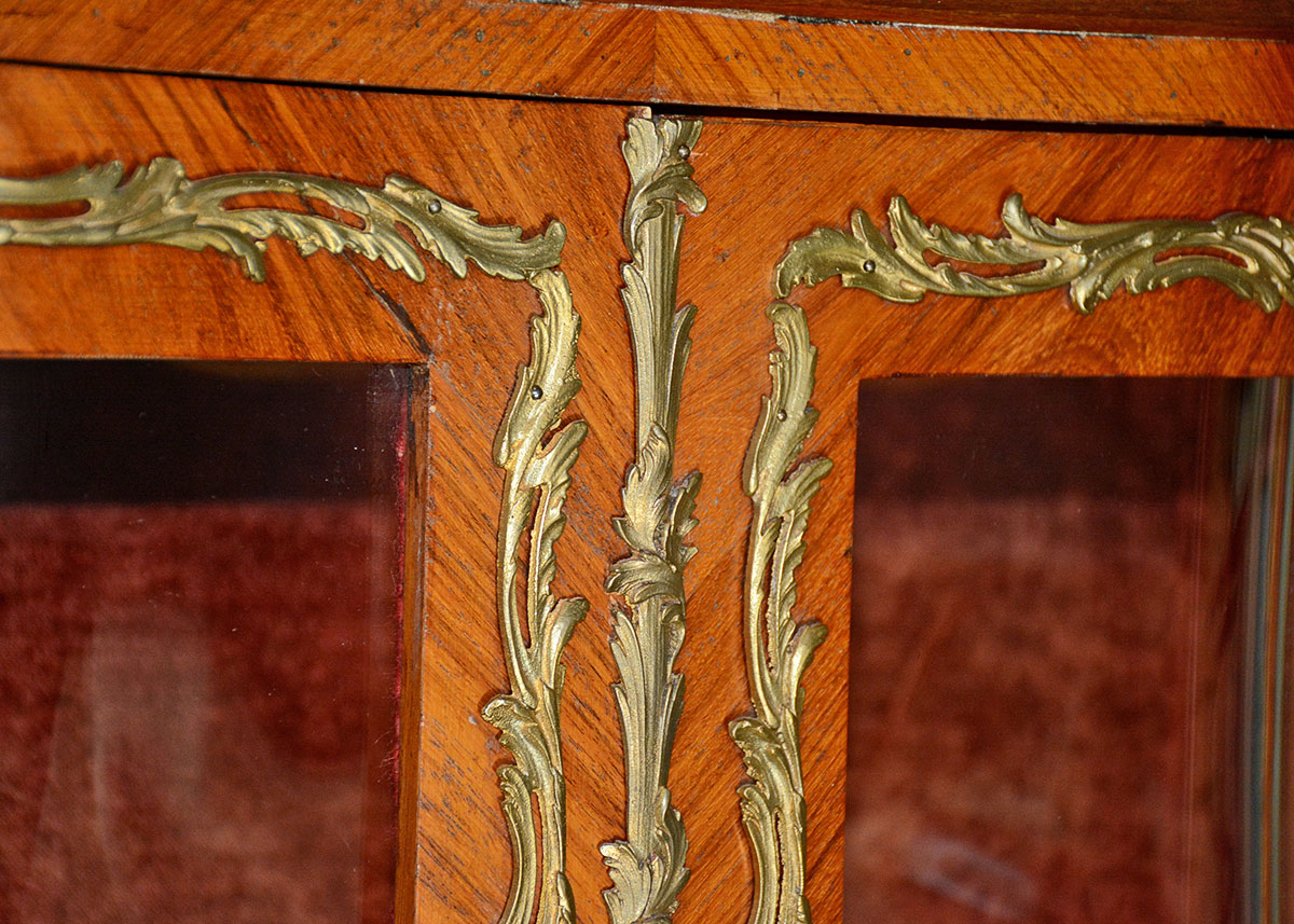 Vintage Louis XV Style Mahogany and Ormolu Curio Cabinet