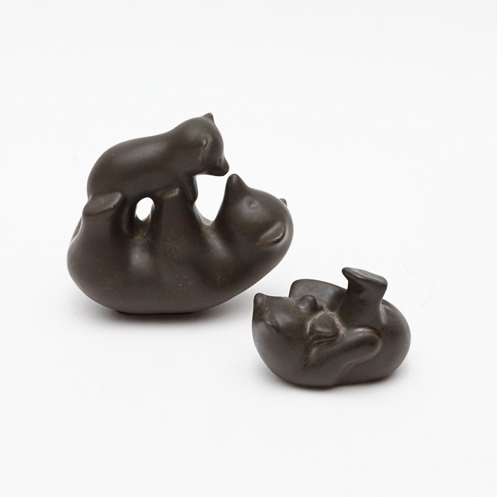 Signed D. Ferguson Pigeon Forge Pottery Bear Figurines