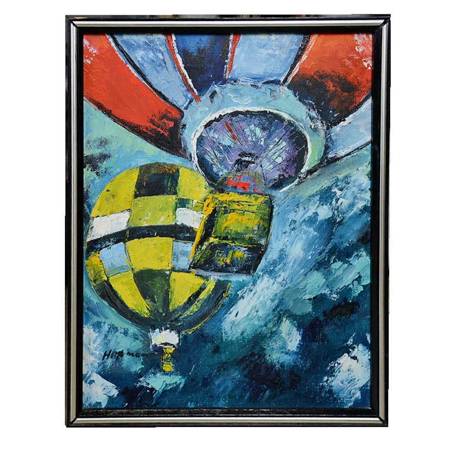 Abstact Oil on Canvas of Hot Air Balloons