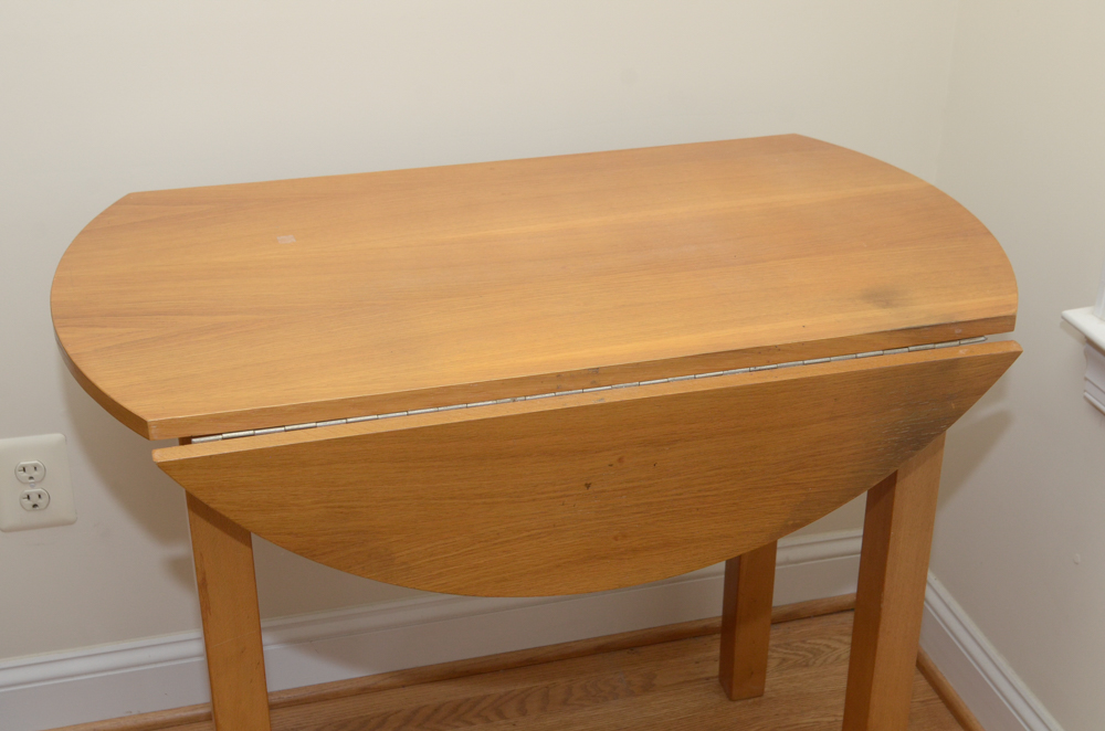 Wooden Round Drop Leaf Table
