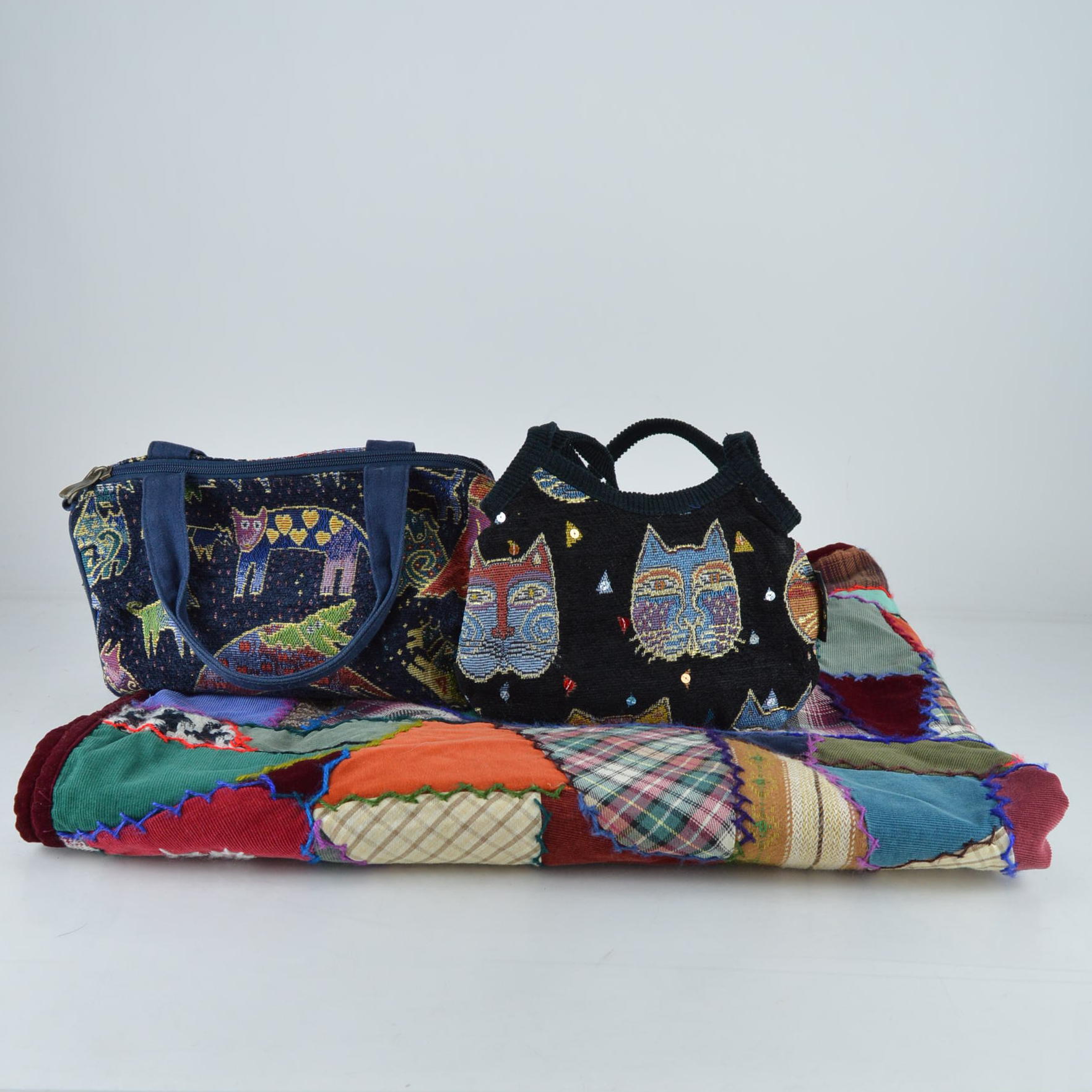 Patchwork Lap Robe and Laurel Burch Handbags