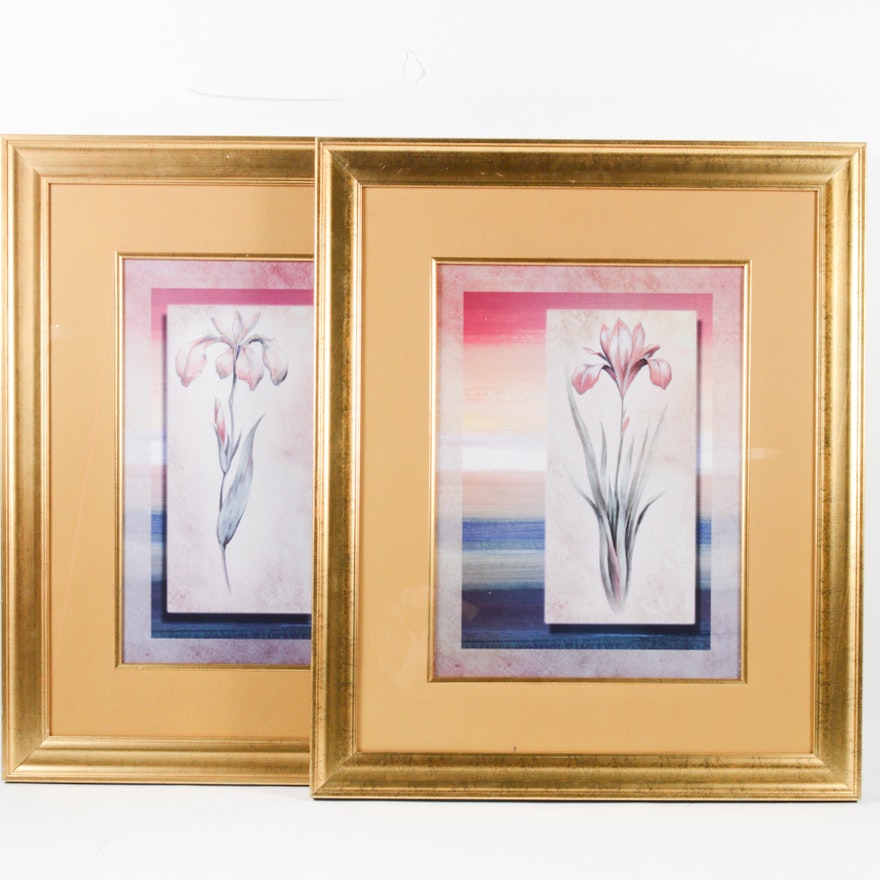 Floral Offset Lithograph Prints