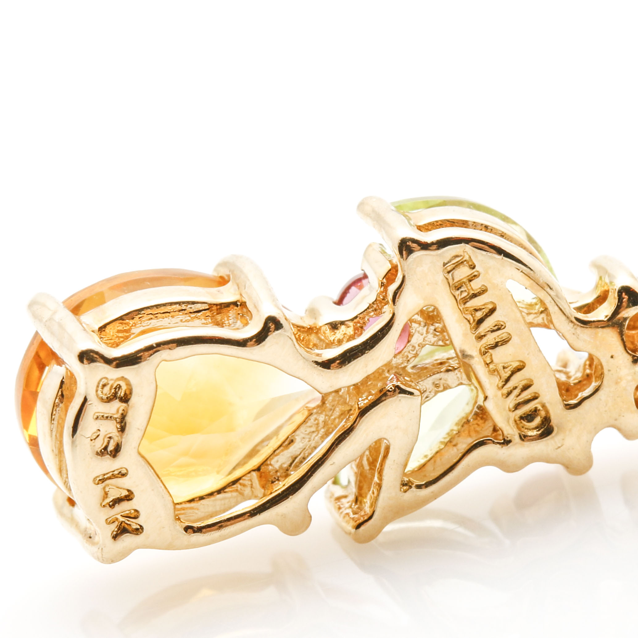 14K Yellow Gold Pushback Dangle Earrings With Various Gemstones