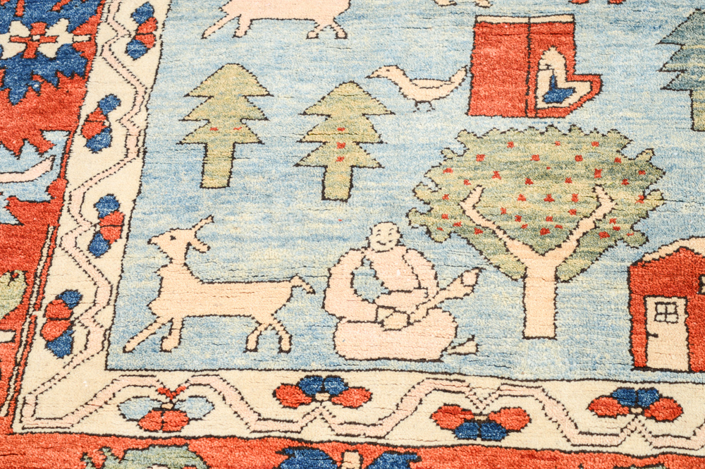 Hand Knotted Turkish Azeri Pictorial Area Rug