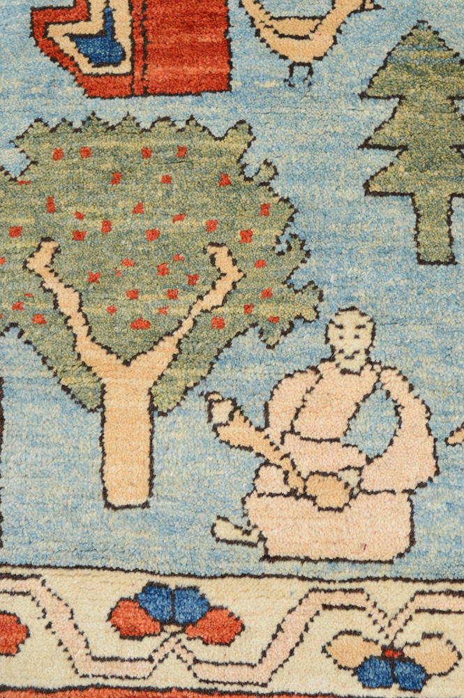 Hand Knotted Turkish Azeri Pictorial Area Rug