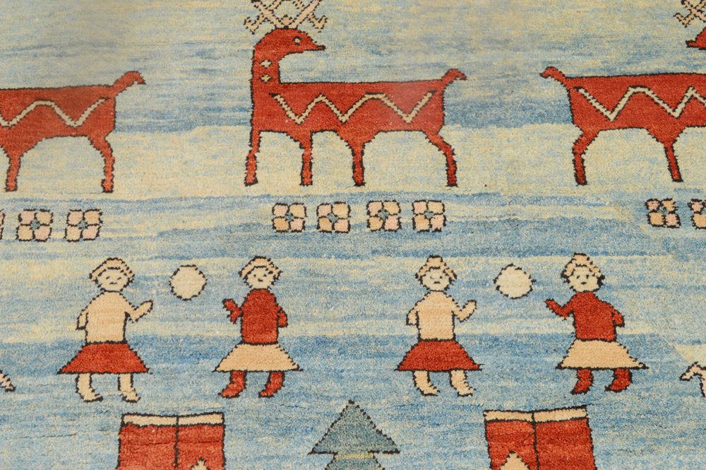 Hand Knotted Turkish Azeri Pictorial Area Rug