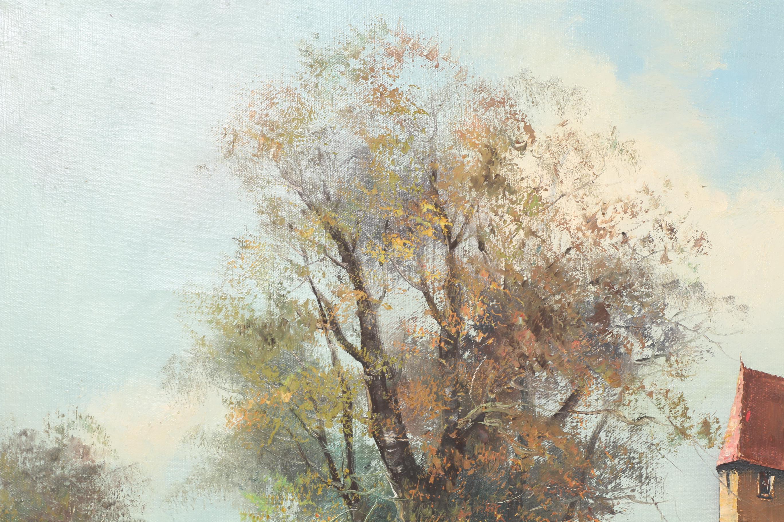 Original Oil on Canvas Painting of German Town