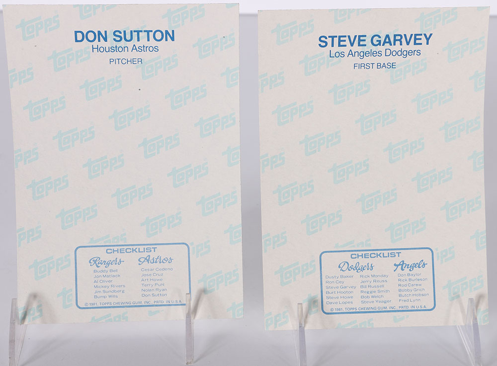 1981 Topps Don Sutton and Steve Garvey Giant Photo Baseball Cards