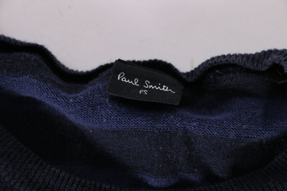Paul Smith Blue Striped Cotton Knit Sweater
