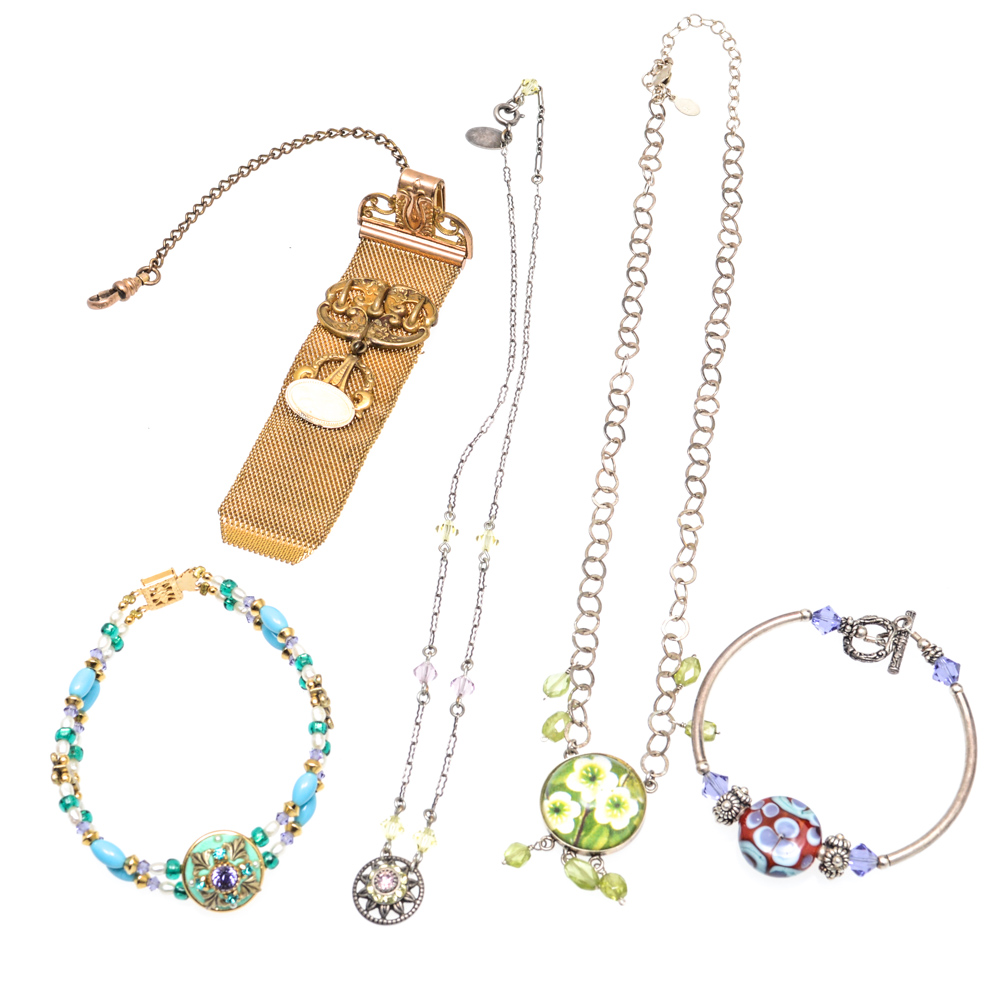 Jewelry Featuring Antique Watch Fob and Sterling Necklace