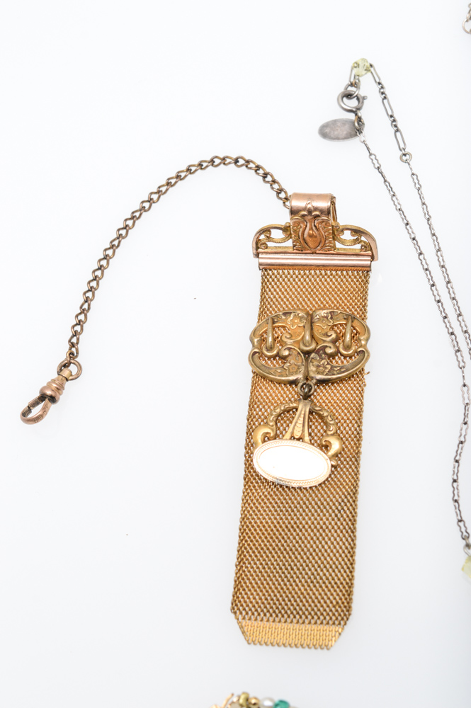 Jewelry Featuring Antique Watch Fob and Sterling Necklace