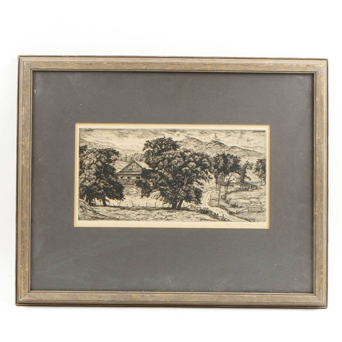 Luigi Lucioni Etching "Stowe Hollow"