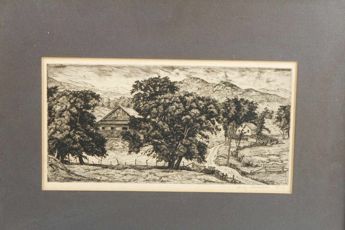 Luigi Lucioni Etching "Stowe Hollow"
