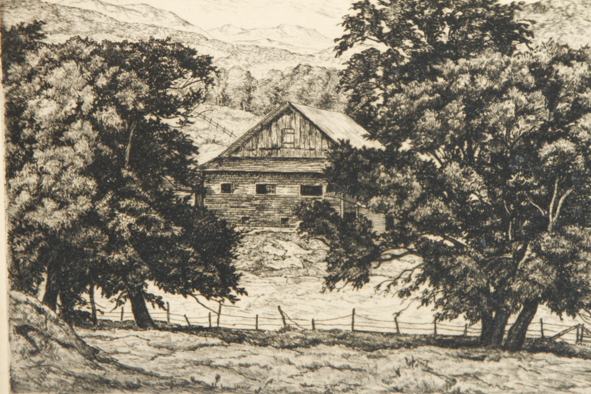 Luigi Lucioni Etching "Stowe Hollow"