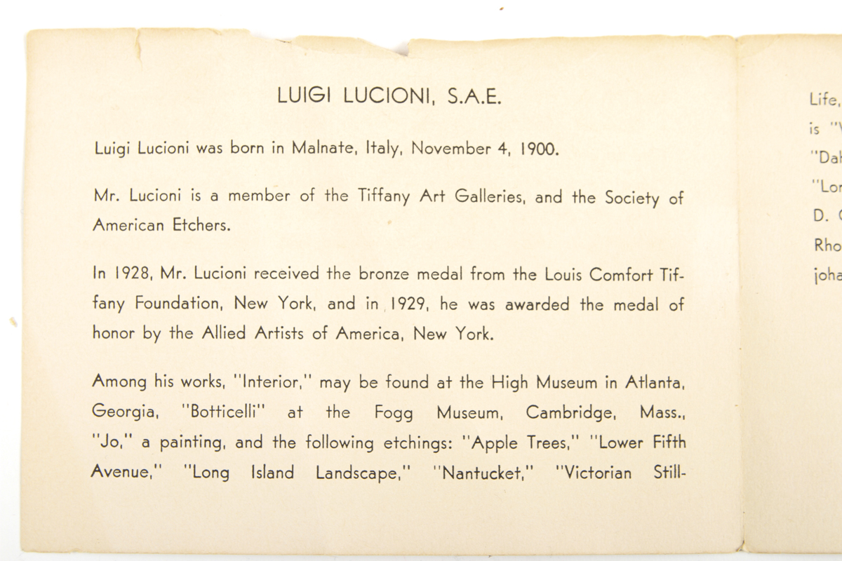 Luigi Lucioni Etching "Stowe Hollow"