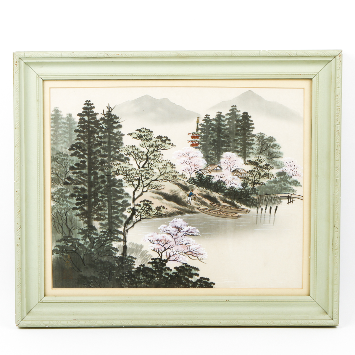 Framed Asian Silk Painting