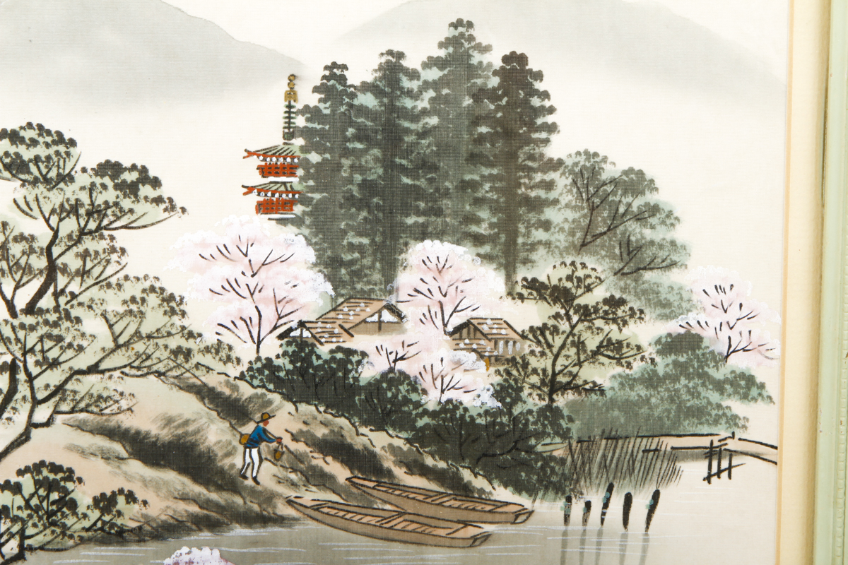 Framed Asian Silk Painting