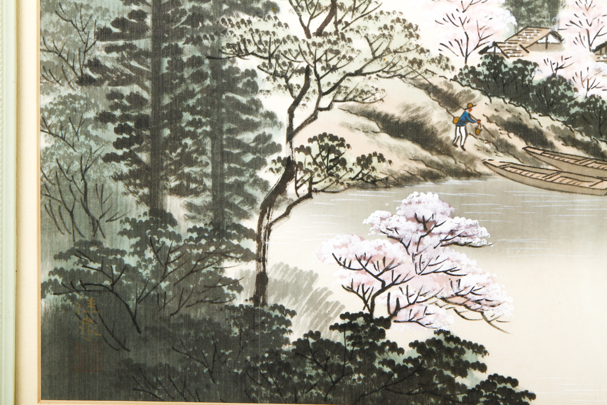 Framed Asian Silk Painting